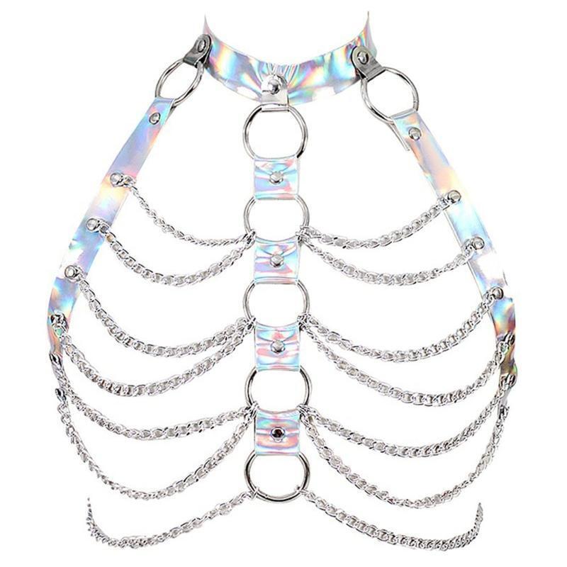 Body Chain Bra Necklace Goth Chest Bracket Bra Chain Jewelry Punk Body Harness