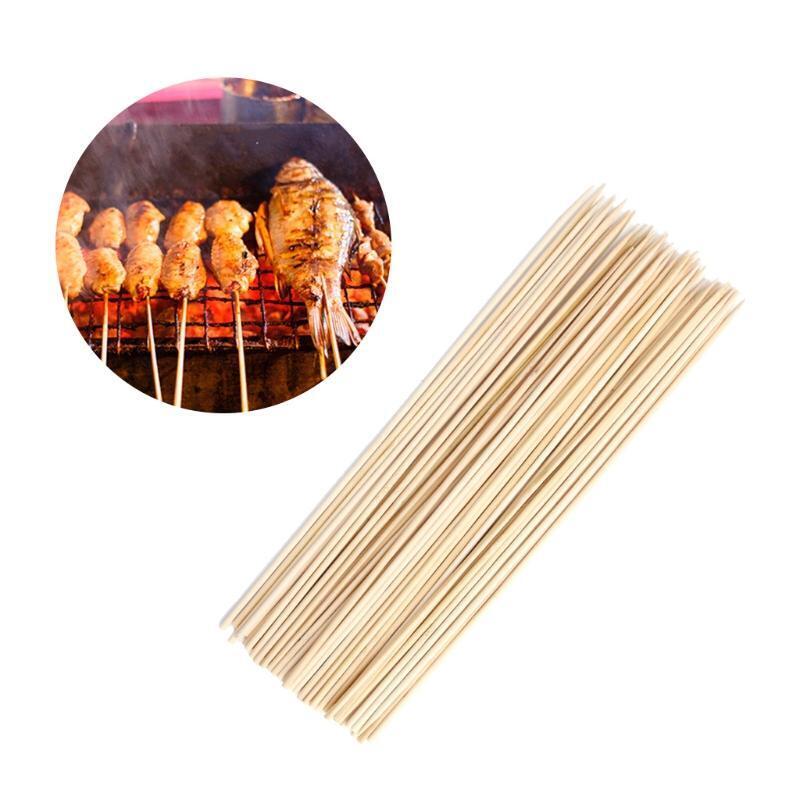 50Pcs Long Bamboo Skewers Wooden Sticks BBQ Barbecue Shish Kabob Fondue Grill