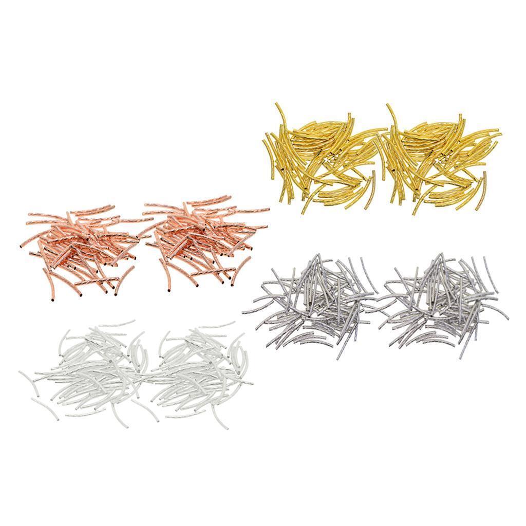 400Piece Engraved Curved Tube Noodle  Jewelry Making 25x2mm