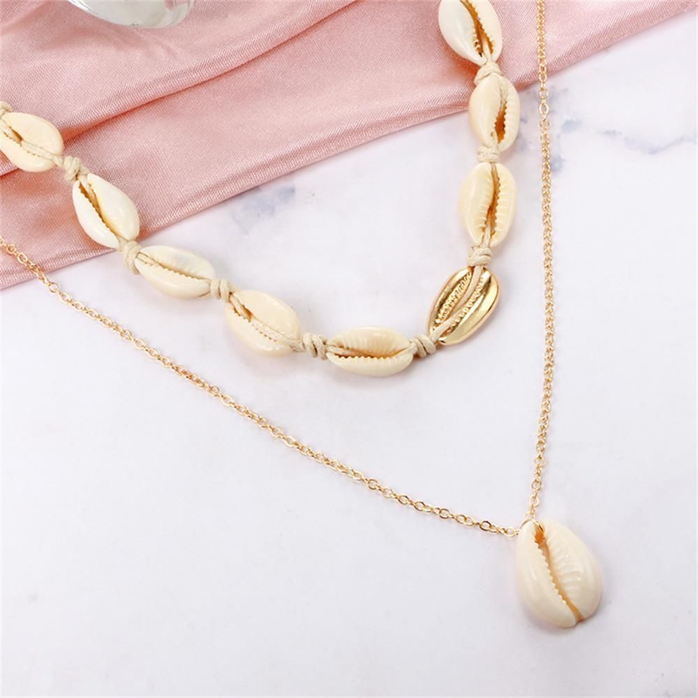 Choker Cowry Seashell Pendant Multilayer Shell Necklace Bohemian Beach Jewelry