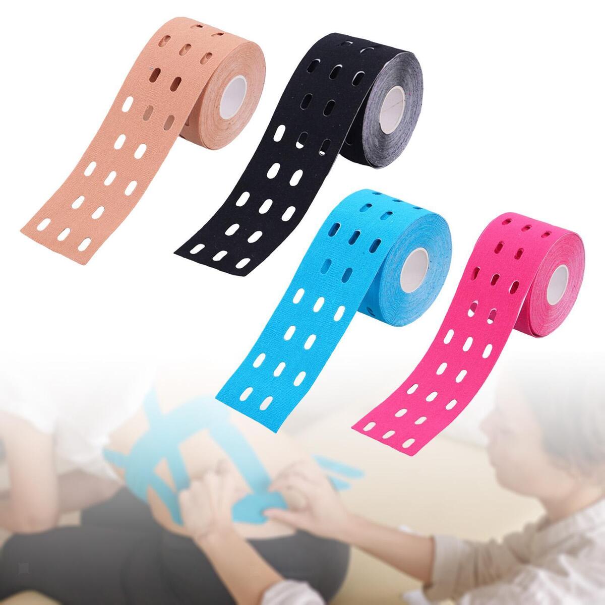 Set of 4 2Inchx16ft Perforated Kinesiology Muscle Tapes for Fitness Running