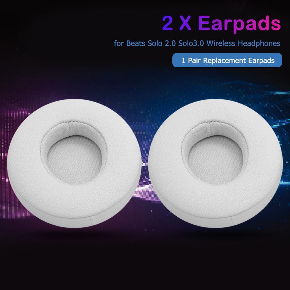 1 Pair Replacement Earpads for Beats Solo 2/3 Wireless Headphones (White)