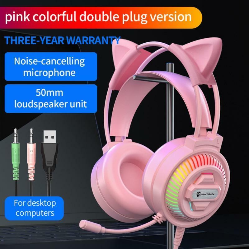 Cute Headset Stereo LED Headphones Omnidirectional Microphone Noice Cancelling