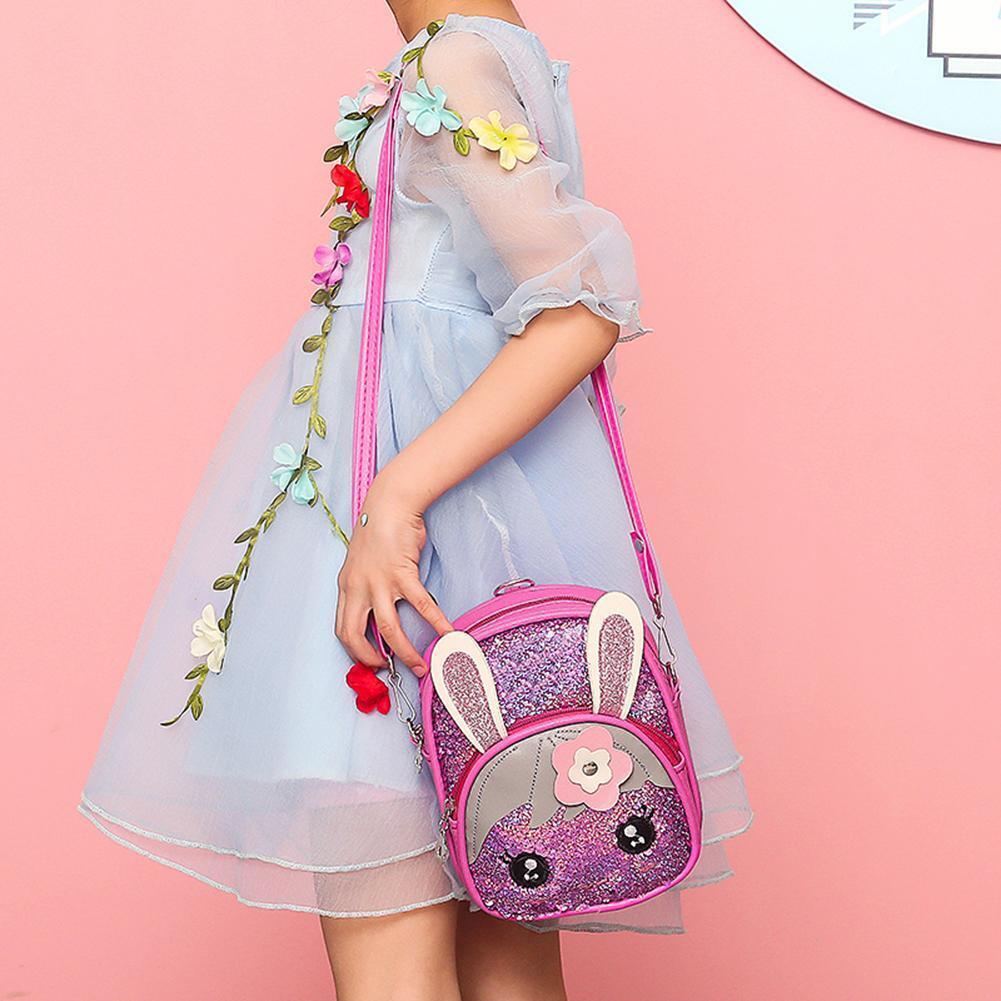 Shoulder Backpacks Girls Cute Animal Decor Messenger Rucksack (Rose Red)