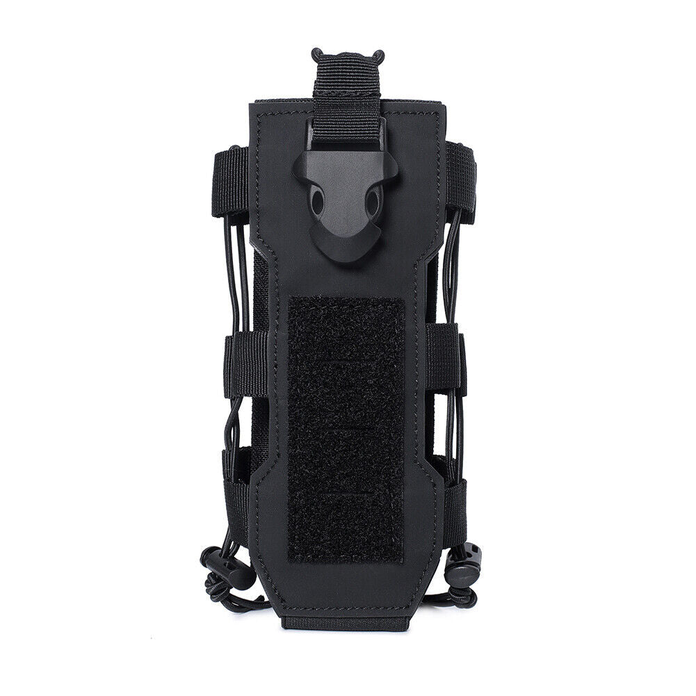 Molle Water Bottle Bag Travel Camping Hiking Kettle Holder Pouch (Black)