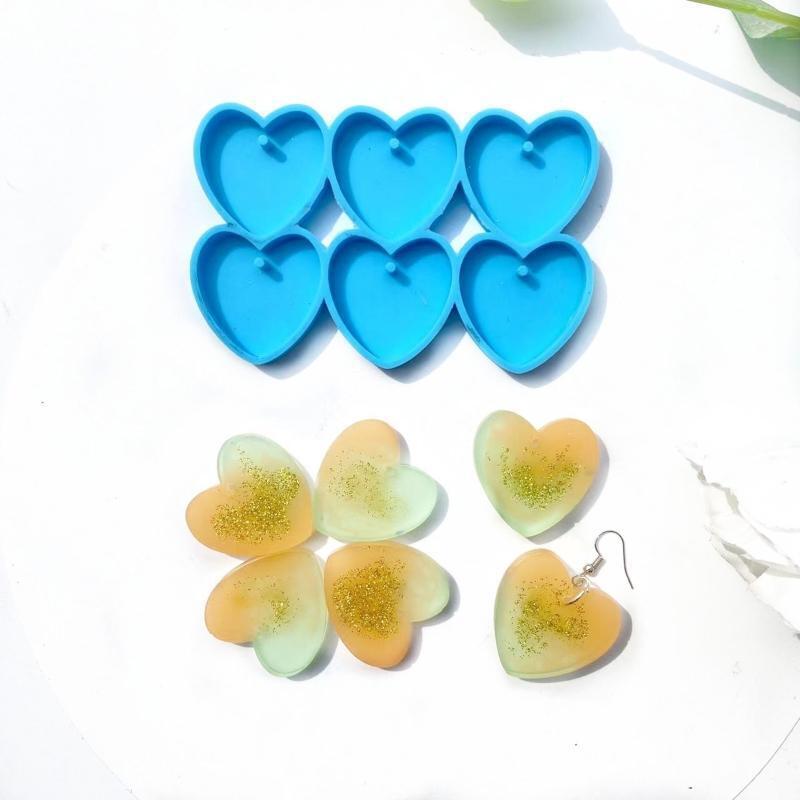 Heart Shape Earring Mold Jewelry Casting Mold Silicone Keychain Diy Crafts Mold