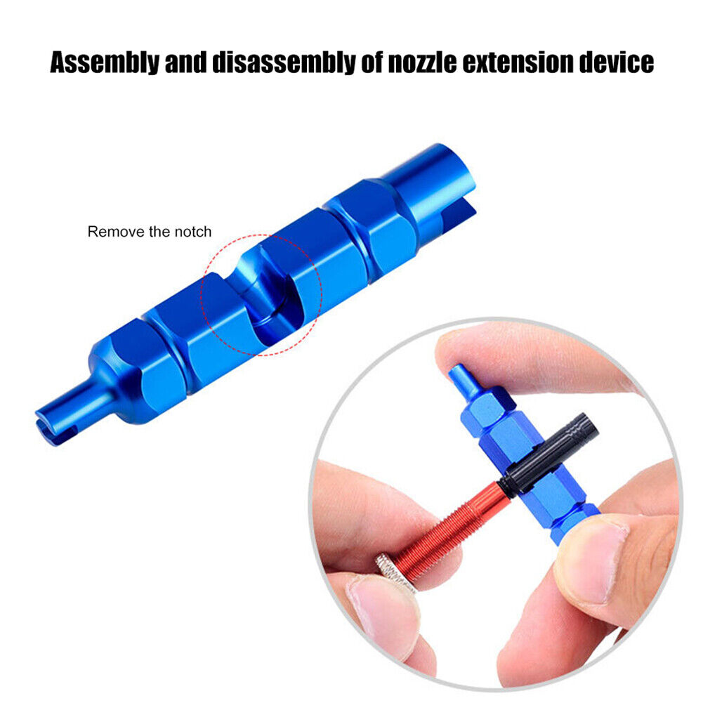 10pcs Aluminum MTB Presta Bicycle Tire Valve Core + Removal Tools (Blue)