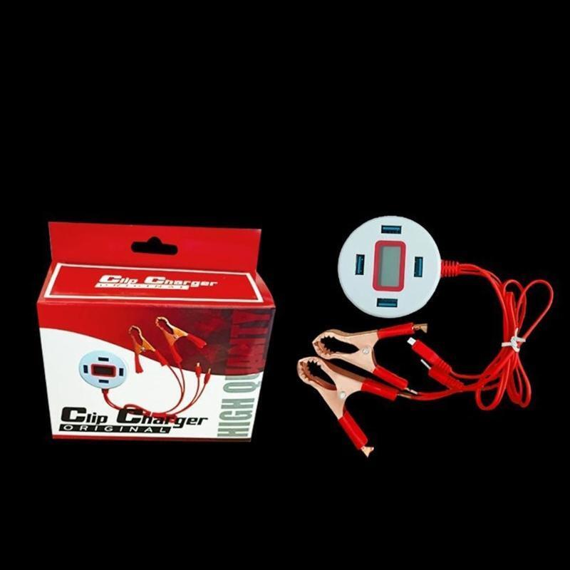 DC Converter with Battery Clip Vehicle USB Power Adapter for Mobilephone Tablet