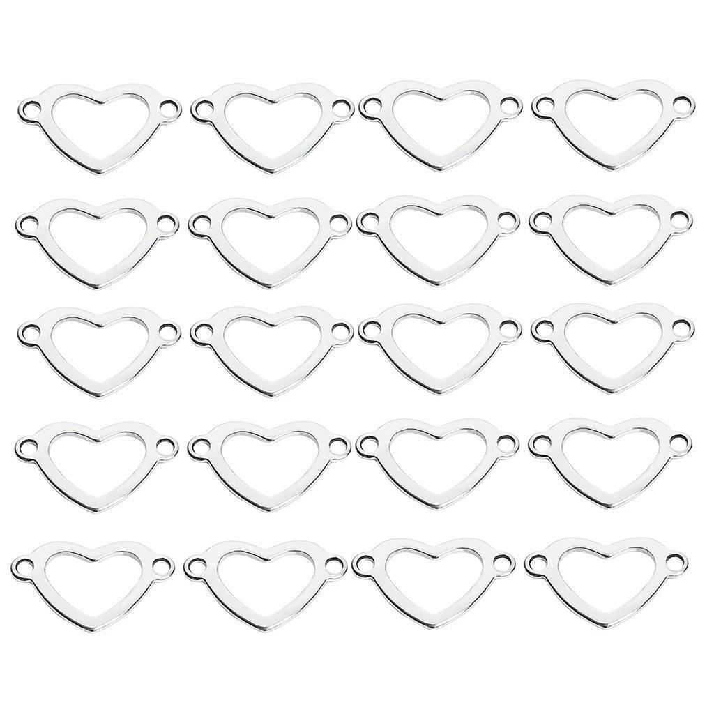 20 Pieces Metal Flat Heart Shaped Blank Coin Stamping Charms Tag Pendants