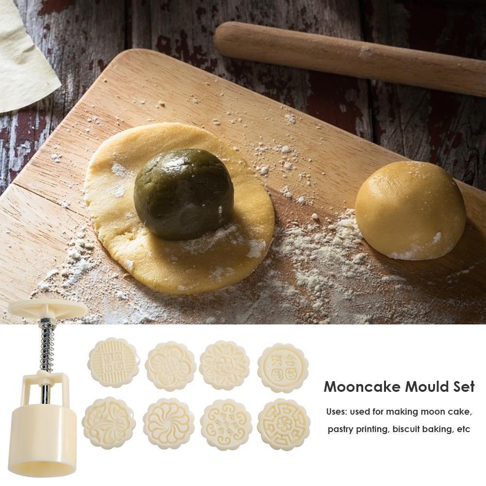 Flower Printed Mooncake Mold Hand Pressed Cake Decor Mid-autumn Baking Tool