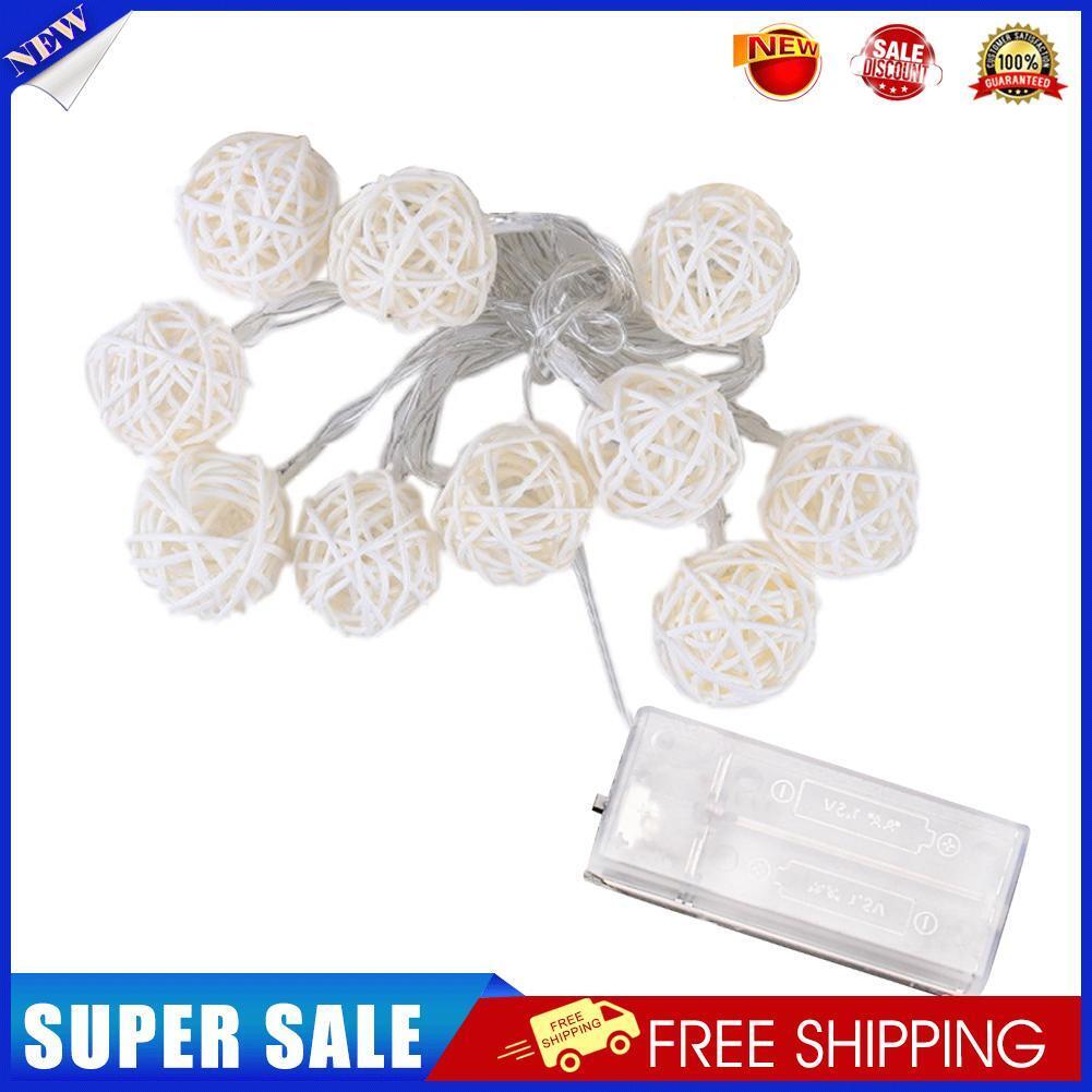 1.2M 10LED Rattan Ball LED String Lighting Wedding Party Curtain Light