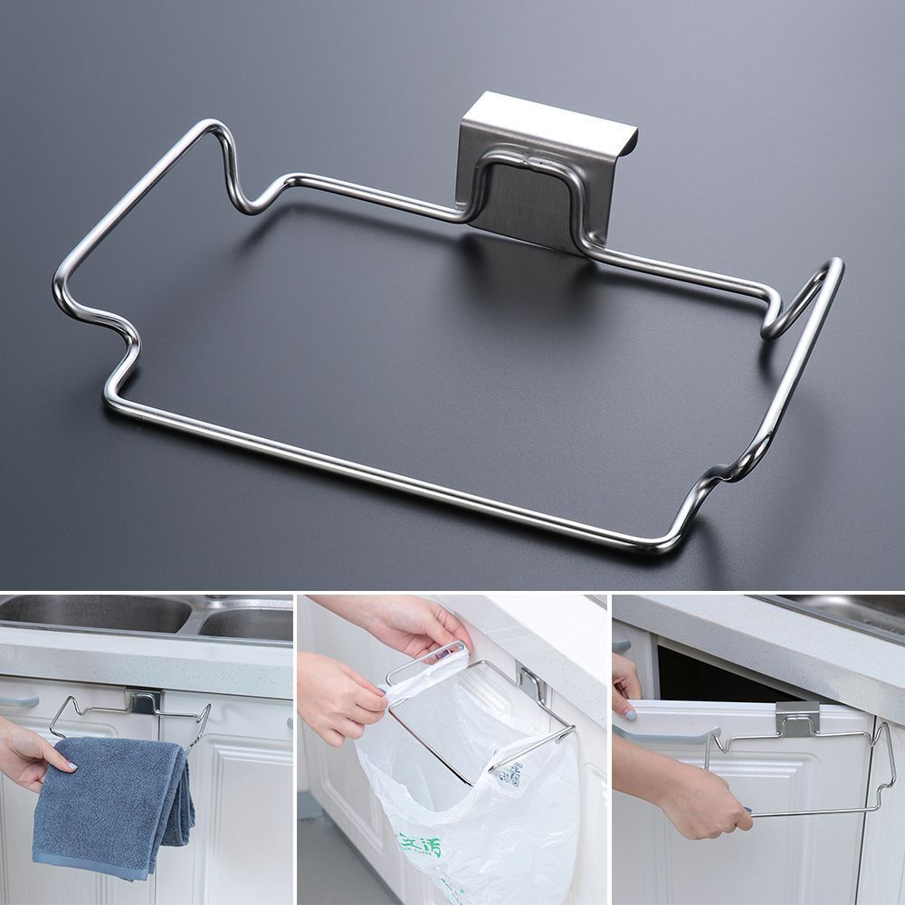 Holder Towel Rack Cabinet Door Hanging Trash Rack Garbage Storage Garbage Bags