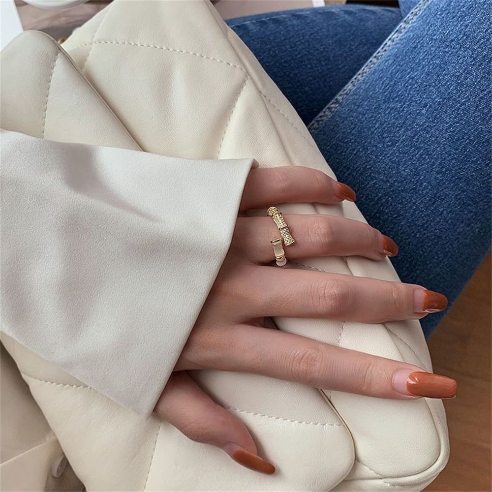 Wedding Engagement Crystal Jewelry Bamboo Shape Opals Rings Zircon Shiny