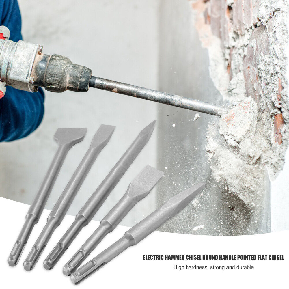 5pcs Point Groove Gouge Flat Chisels Set Electric Hammer Brick Drill Bit