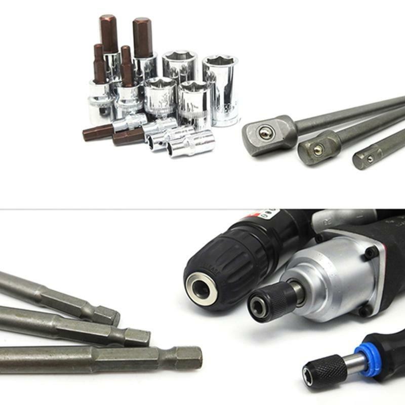 Hexagonal Shank to Square Joint Socket Rod Adapter Extension Drill Bits Bar Hex