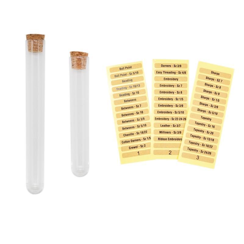 18Pcs Sewing Needles Storage Tubes with Labels Transparent Plastic Storage Case