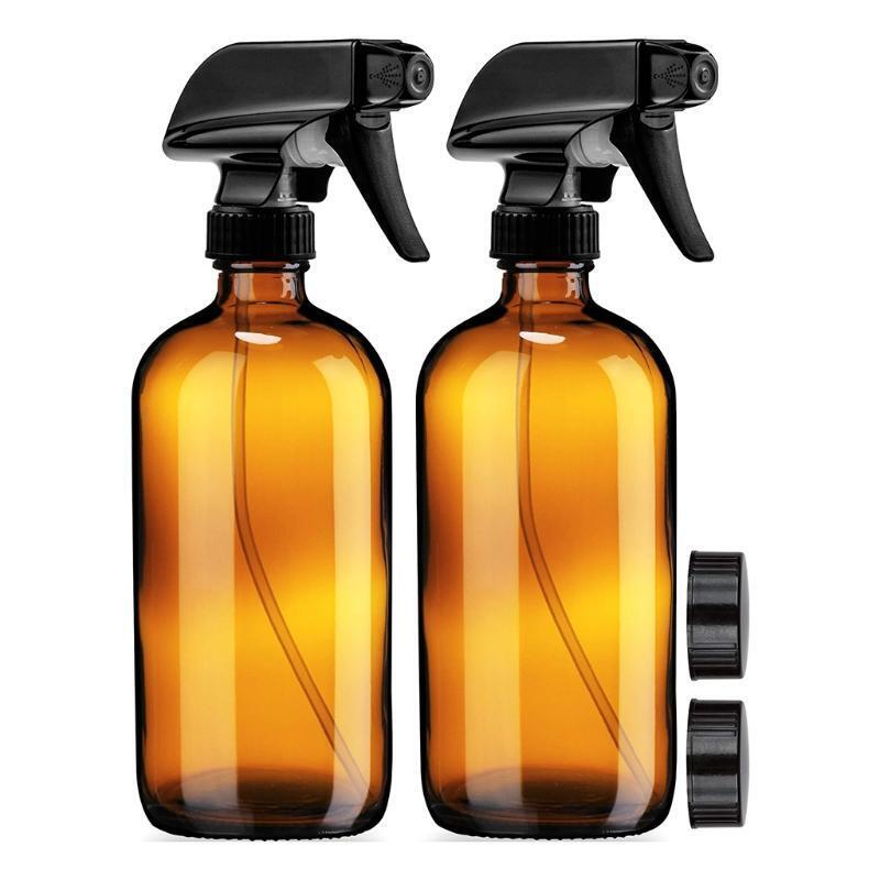 2pcs 500ml Empty Amber Glass Spray Bottles Refillable Container Trigger Sprayer