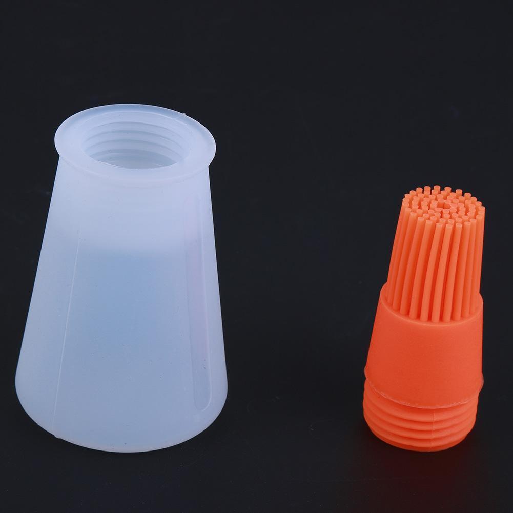 1pc Heat Resisting Silicone Grill Oil Bottle BBQ Basting Brush Tool(Orange)