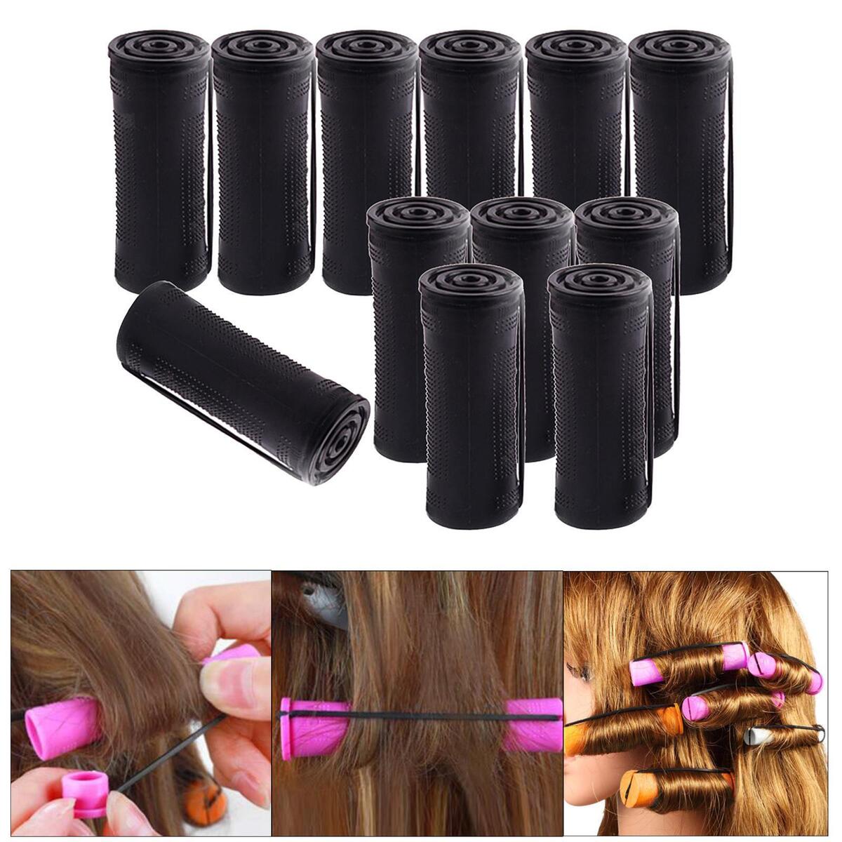24Pcs Cold  Perm Rods Curly Wavy Rod Curling  with Rubber Band