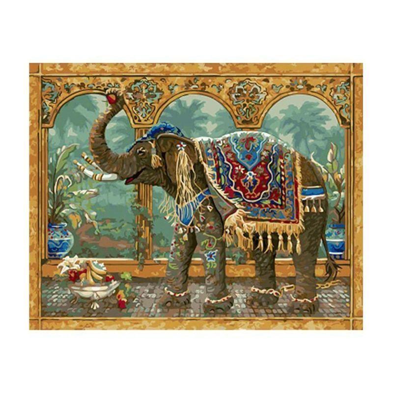 Elephant Digital Oil Painting By Numbers Canvas Wall Picture DIY Hand Painted