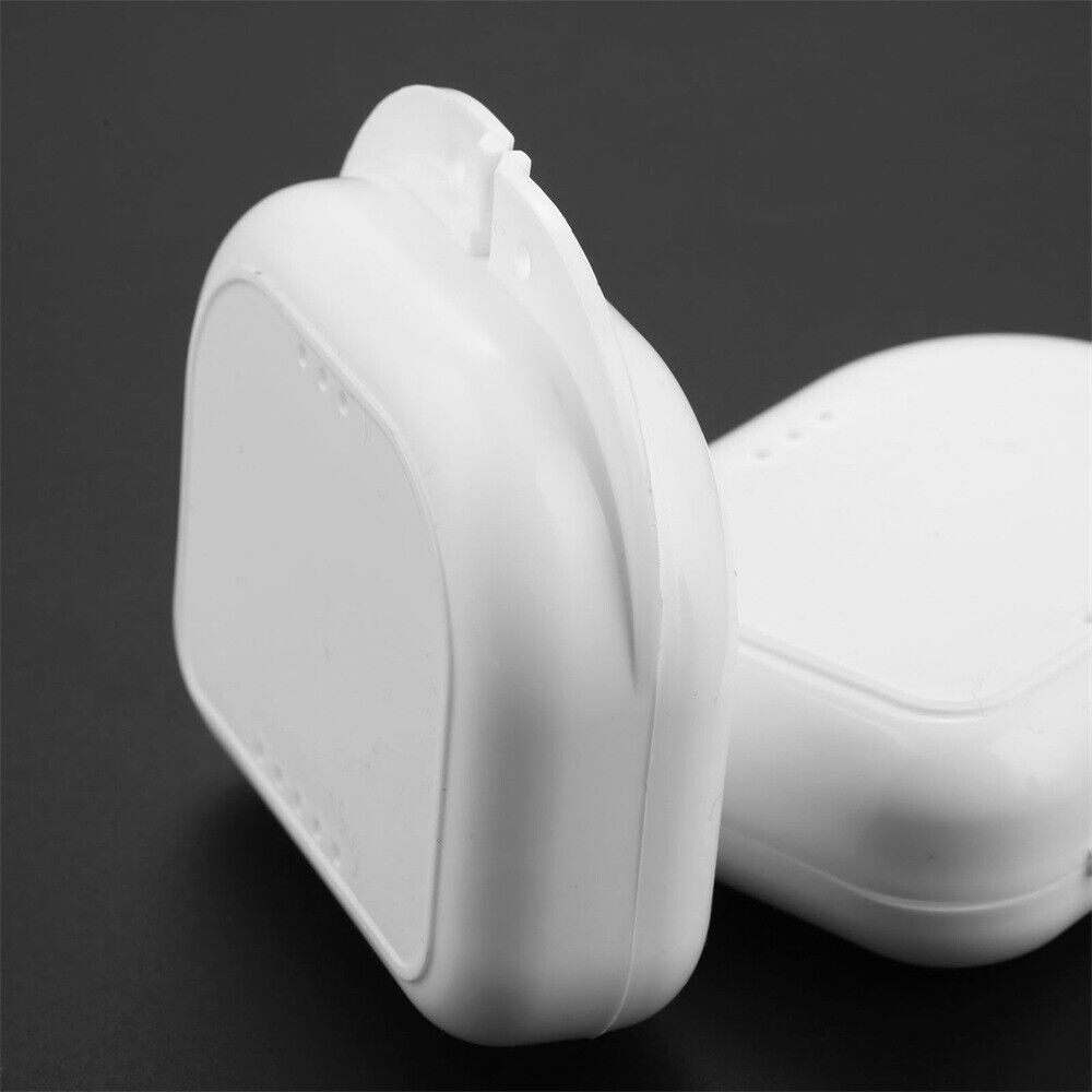 White Dental Orthodontic Retainer Denture Storage Box Mouthguard Tray Container