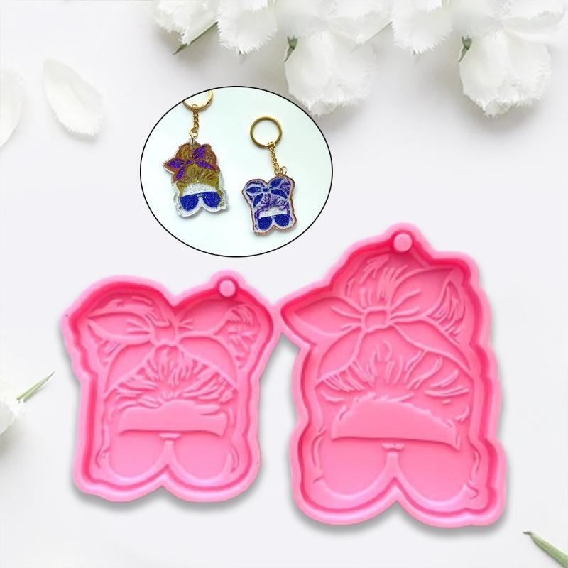 Pink Shiny Sunglasses Girl Keychain Silicone Mold for Valentine Love Gift Craft