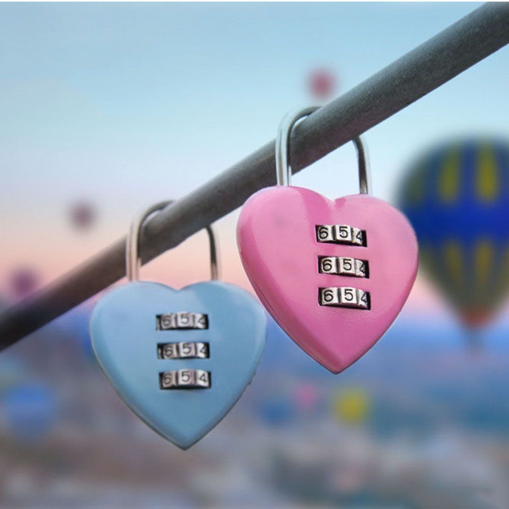 3 Digits Number Password Lock Color Padlock Heart Shape Combination Padlock