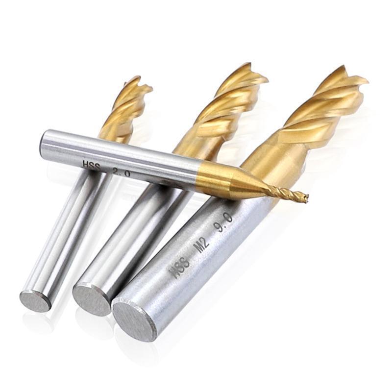 Straight Shank Drill Bit 11x 1.5-10mm 4 Flutes End Mill Bits for Wood Metal Tool