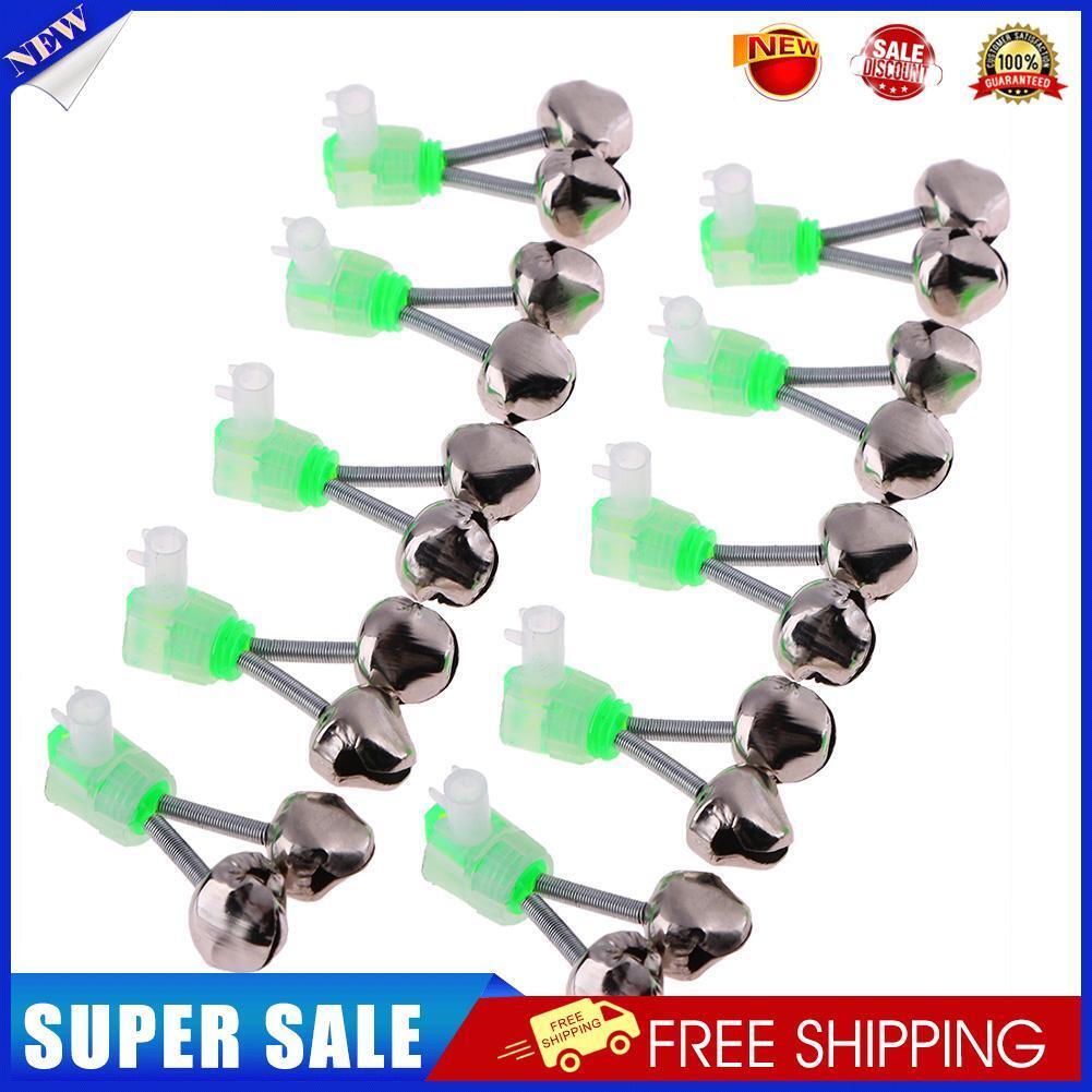 10pcs Twin Bell Fishing Bite Alarms Outdoor Night Fishing Rod Tip Clips