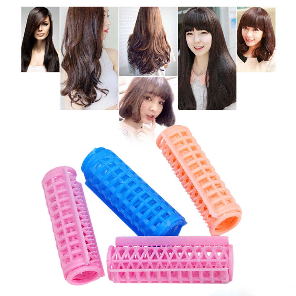 4x Salon Hair Curler Rollers DIY Hairdressing Styling Curling Grip Clips