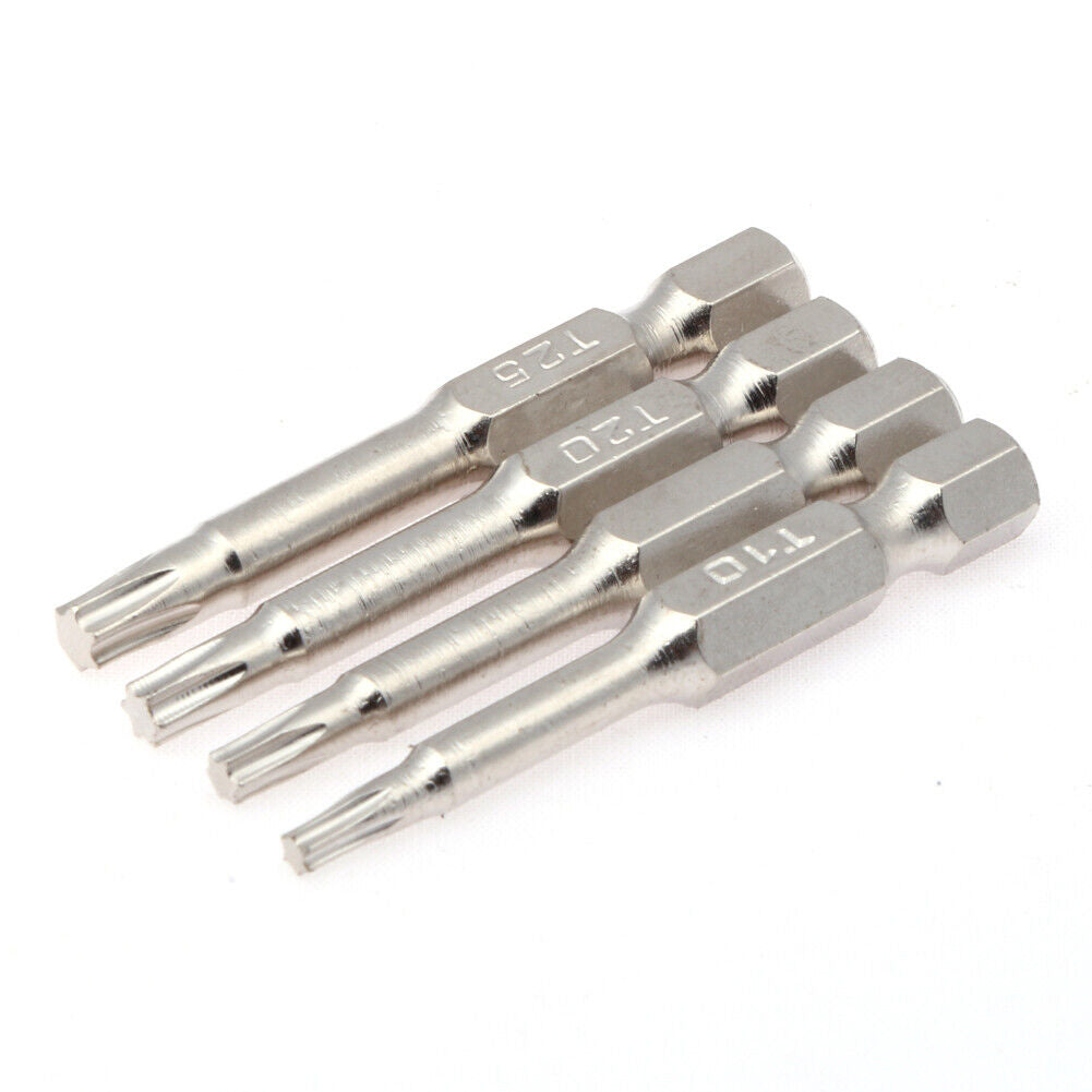 8Pcs 50mm Magnetic Head Bits S2 Chrome Plated Steel Torx Screwdriver Bit Se
