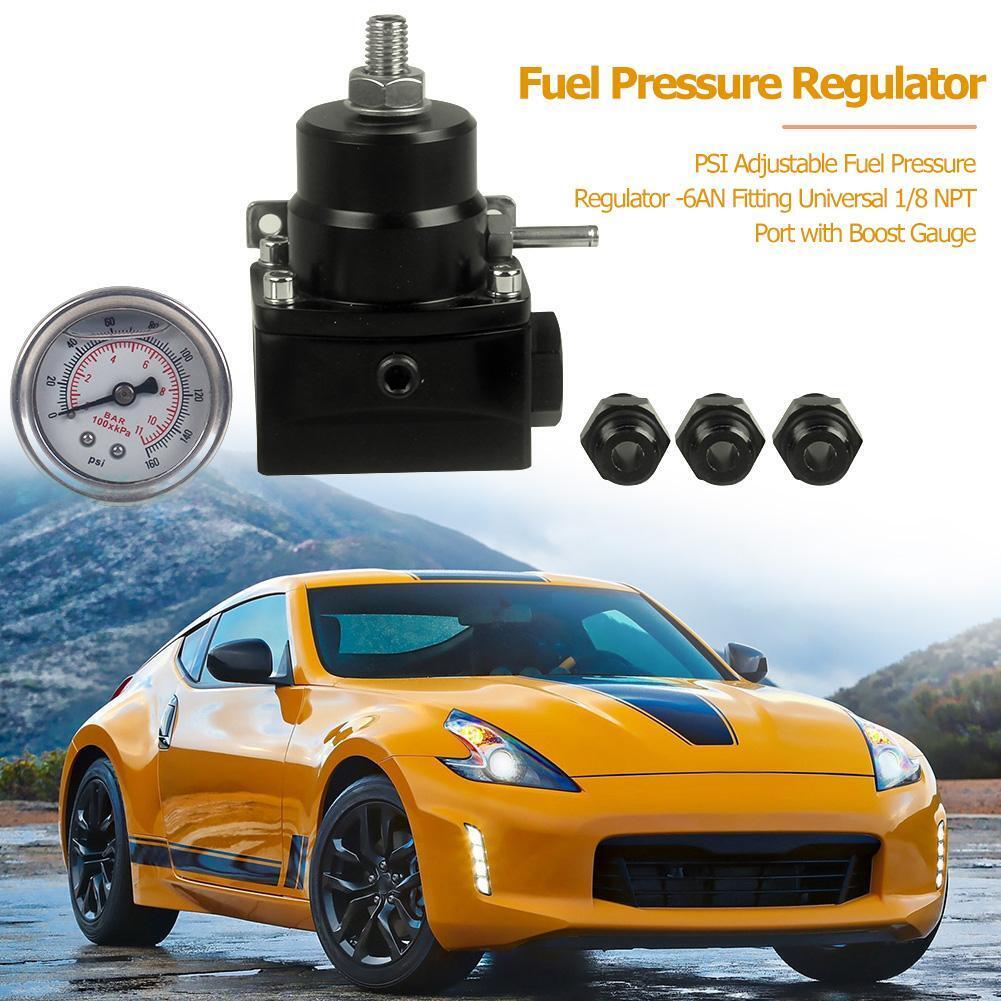 PSI Adjustable Fuel Pressure Regulator -6AN Fitting 1/8 NPT Port with Gauge