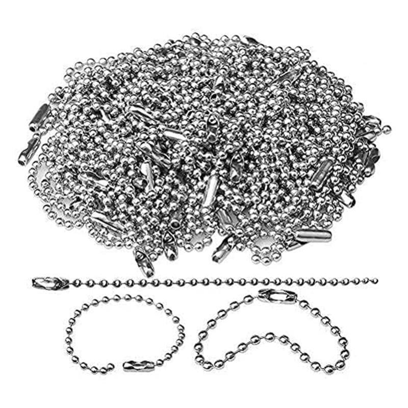 DIY Dog Tag Chain Ball Chain Necklace Chain Bulk 1.5mm Bead Link Beaded Chain