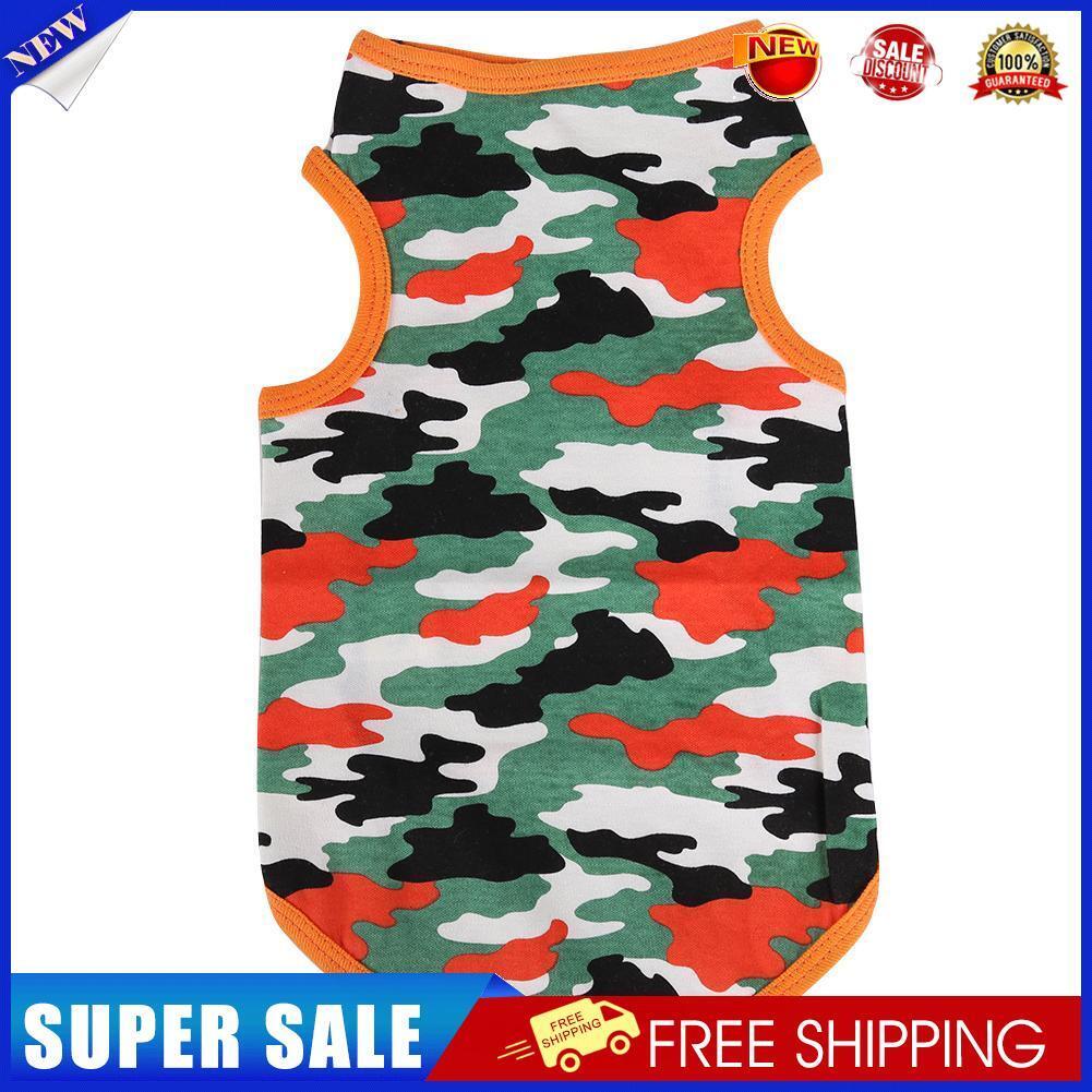 Camouflage Pet Shirt Clothes Spring Summer Dog Puppy Vest Outfit(Orange/S)