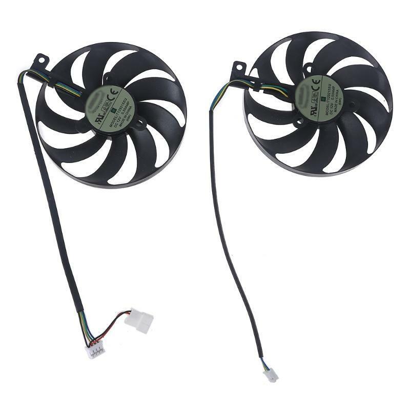 2PC T129215SU 4Pin Graphic Card Cooling VGA Fan for GTX1660 DUAL RTX2060 12V0.5A