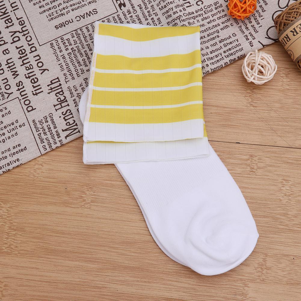 Anti-slip Sports Socks Women Men Cycling Calf Length Socks (Yellow Stripe)
