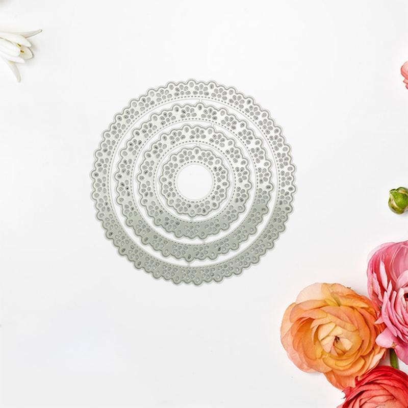 Laciness Embossing Die Cuts Nesting Cricle Cutting Dies 4'' for Gift Card Making