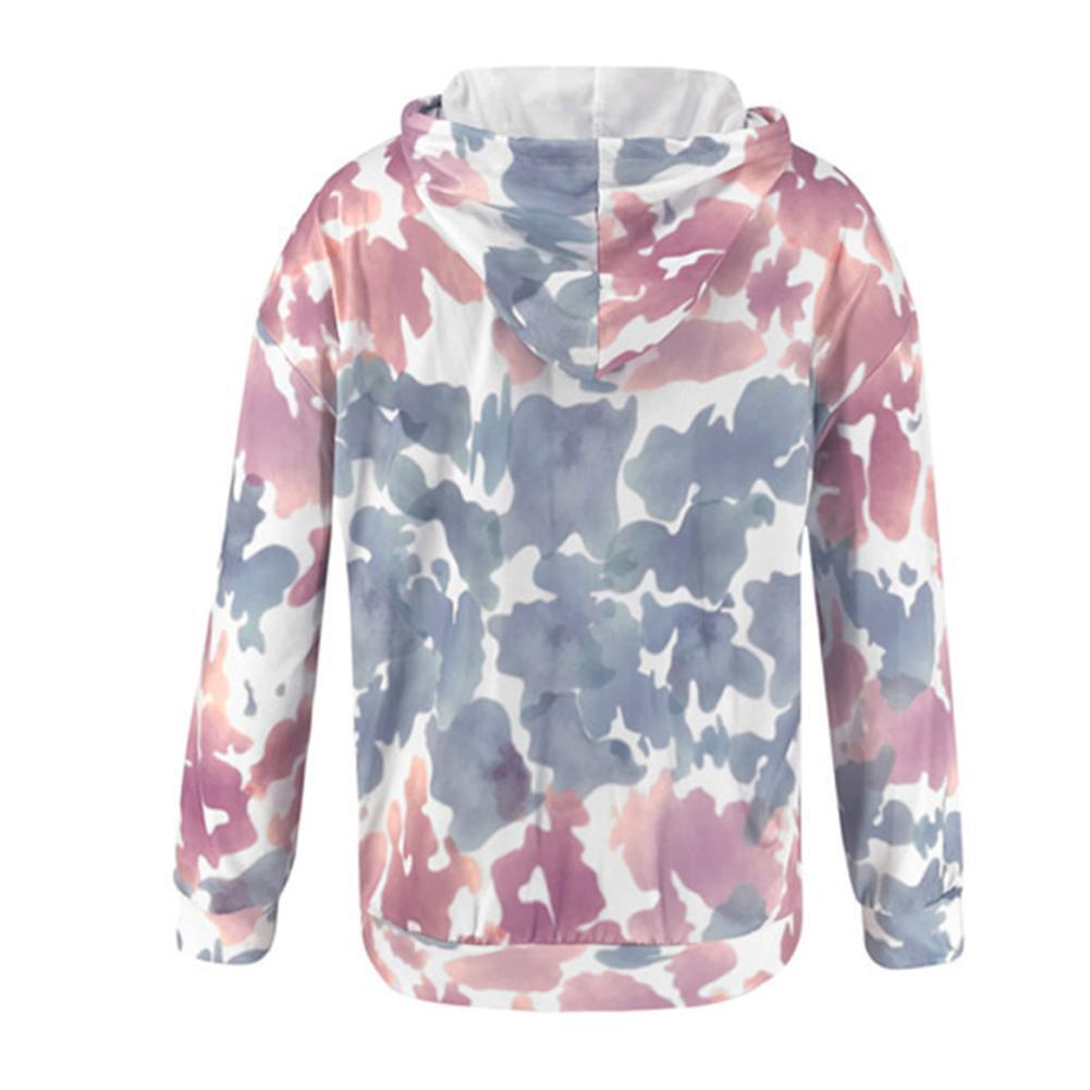 Fashion Women Autumn Loose Long Sleeve Print Hoodies Pocket Pullover (XL)