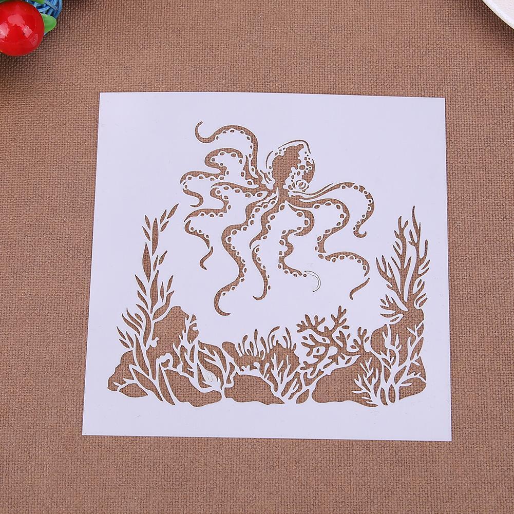 Octopus Coffee Spray Printing Mold DIY Cake Embossed Decor Baking Stencil