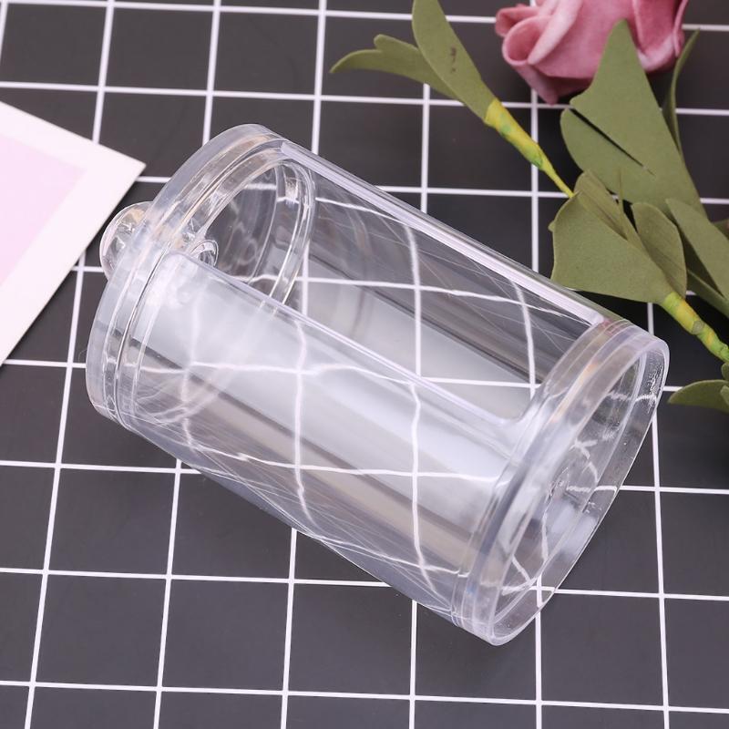 Transparent Plastic Organizer Box Round Container Storage Makeup Cotton Pad Swab