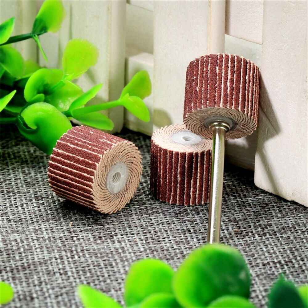 10Pcs 15mm Grinding Buffing Polishing Sandpaper & Mandrel Shank Rotary Tool
