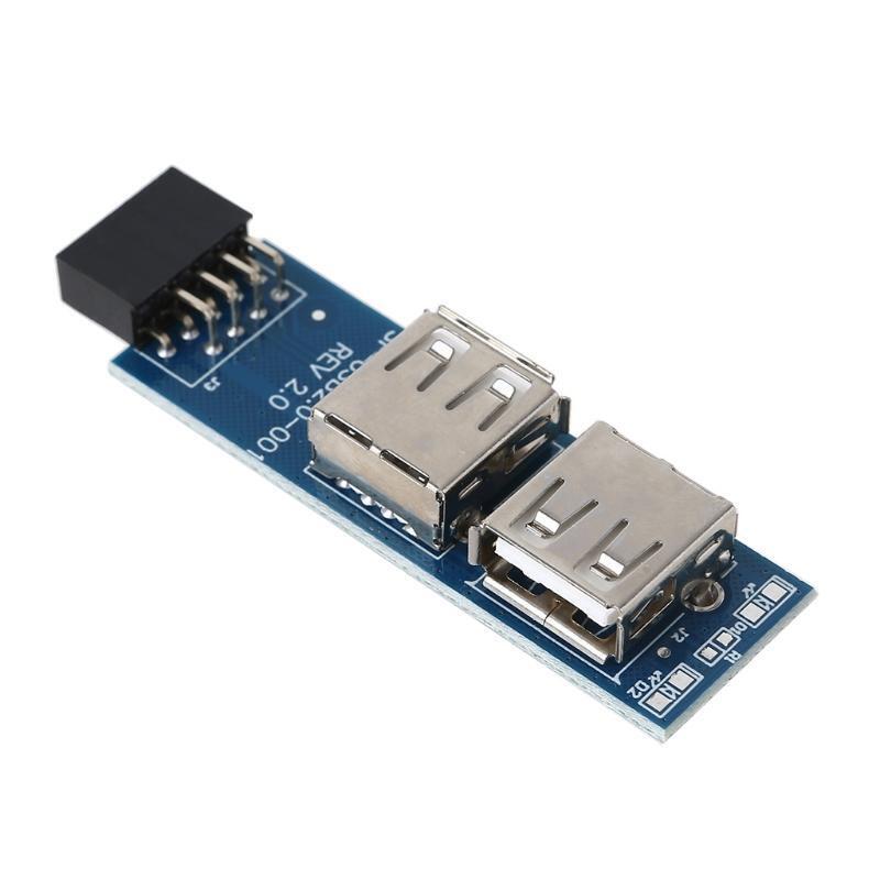 PC Internal Motherboard 9pin to 2-Port Connector for Dongle Wireless Mouse Recei