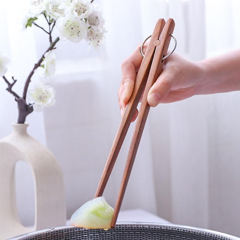 Wooden Toast Tongs Bacon Steak Bread Cake Clip Home Made of Pure Beech Wood Tool