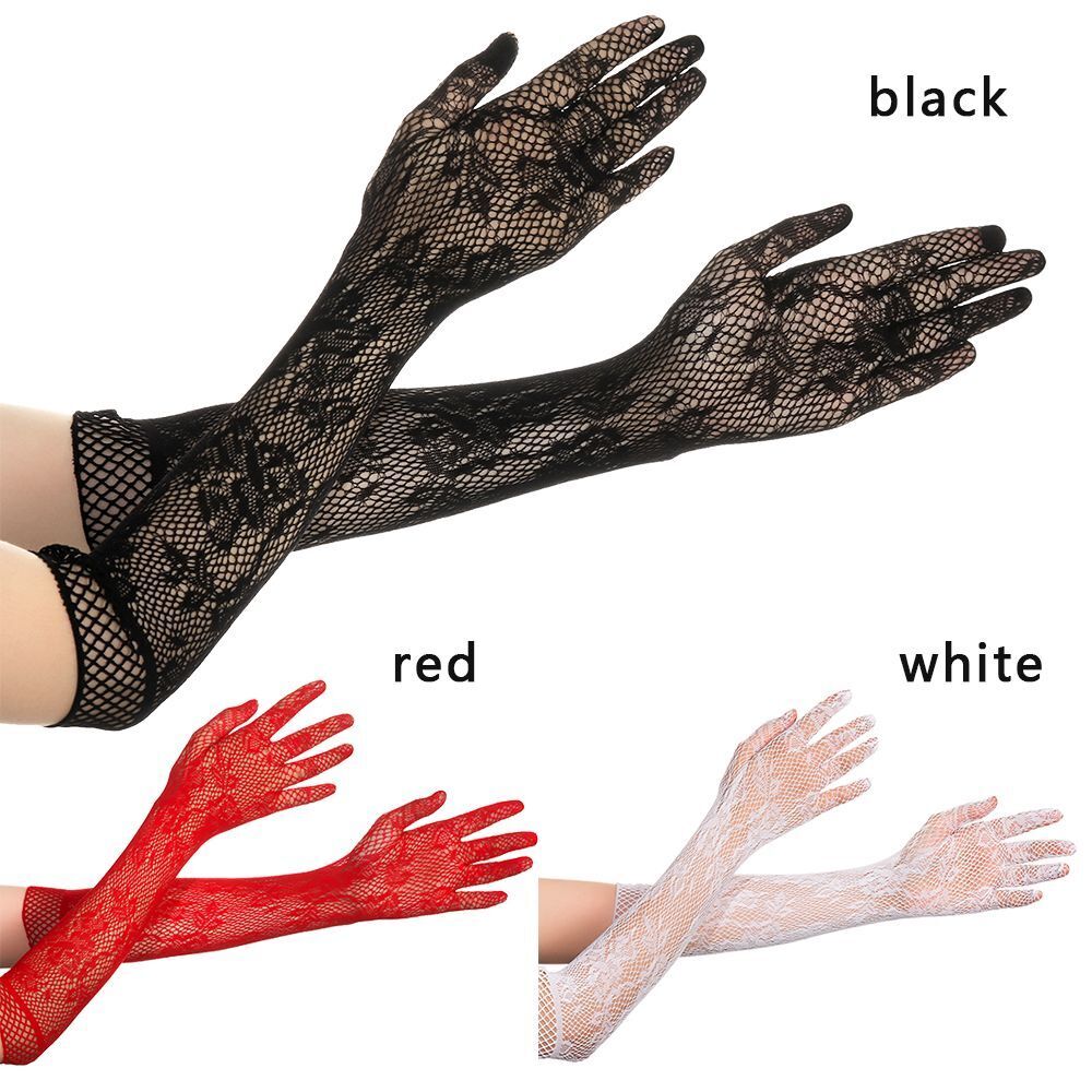Floral Gothic Punk Mittens Christmas Halloween Gloves Lace Gloves Fancy Dress