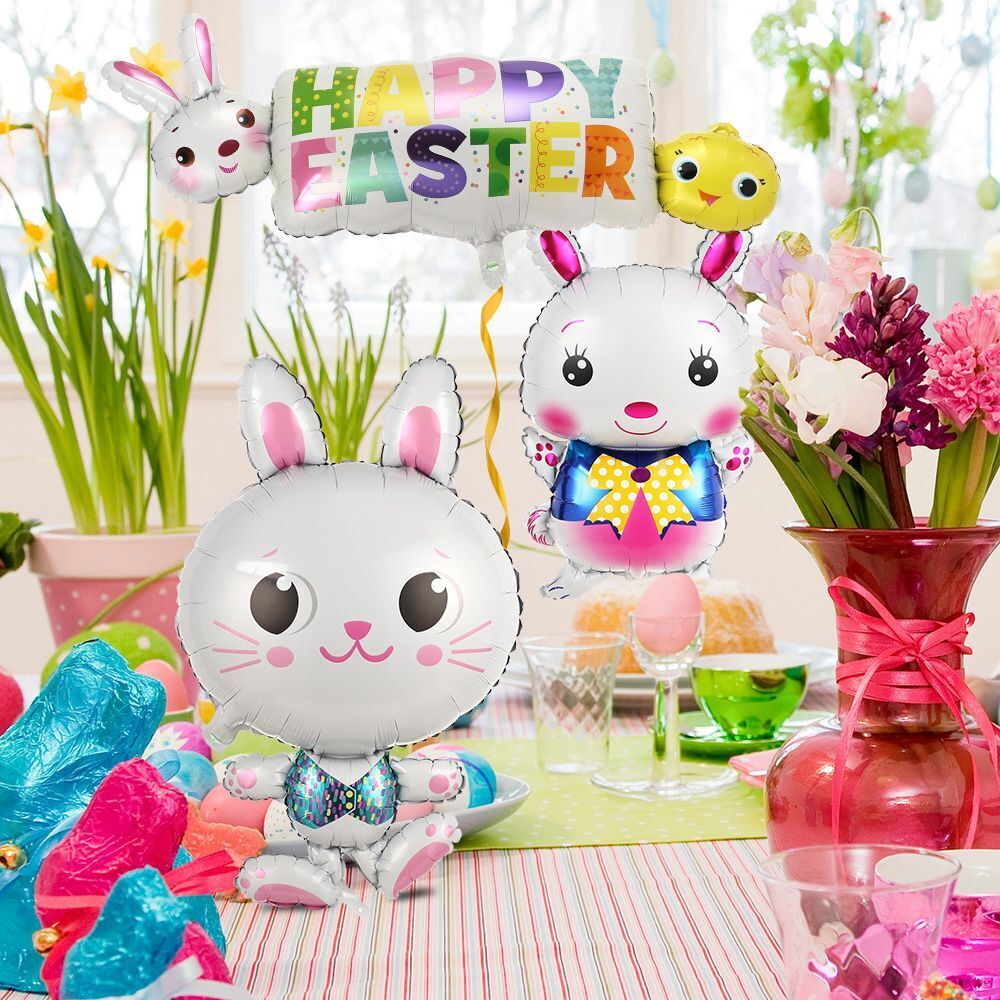 Wedding Aluminum Balloon Easter Egg Rabbit Party Decoration Bunny Balloon