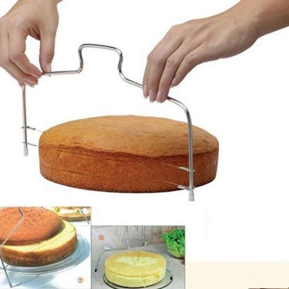2 Wire Cake Slicer Stainless Steel Pizza Dough Cutter Trimmer Leveler