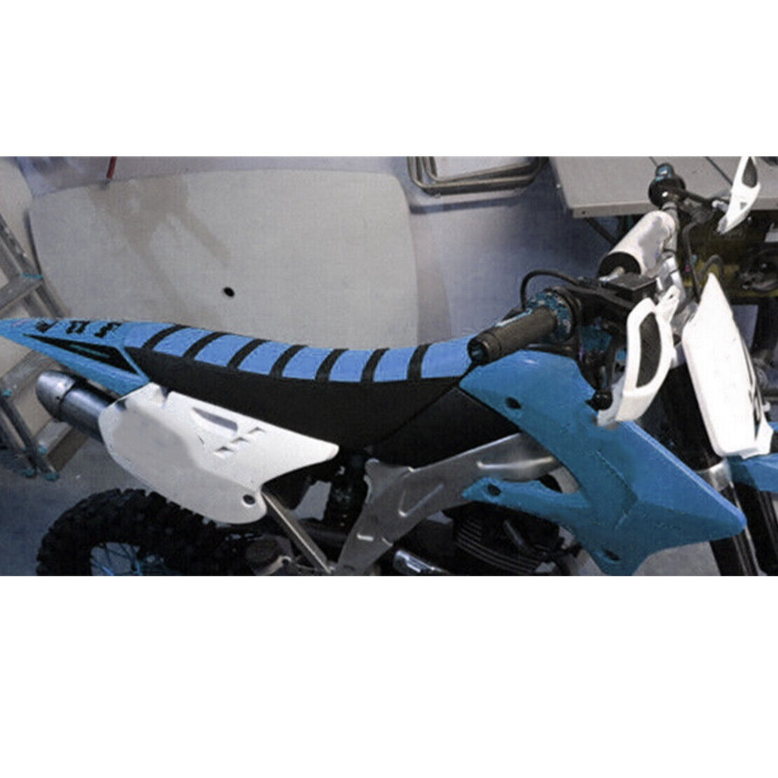 Universal Gripper Blue Soft Seat Cover Rib Skin for Dirt Pit Bike Motorcycle