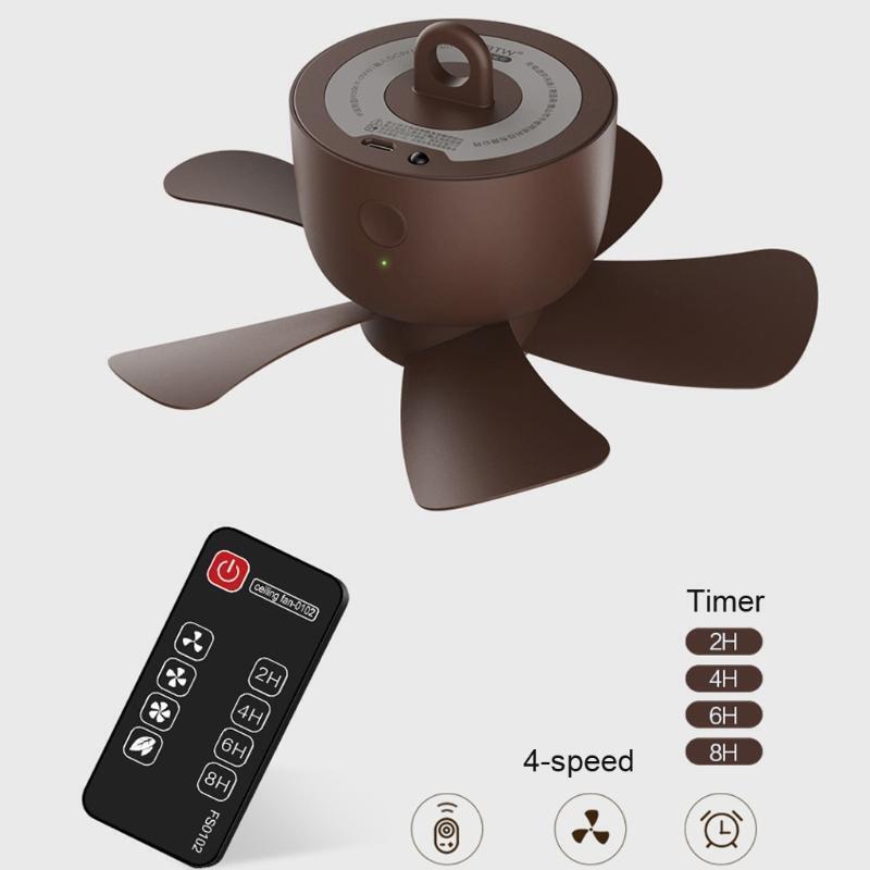 7.5inch 4000mAh Ceiling Fan with Remote Control 4-Speed 8hours Timer Haning Fan
