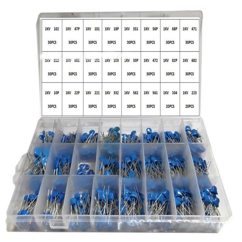 1KV 24 Kinds Ceramic Dielectric Capacitors Sample Package 10PF-821PF 700PCS