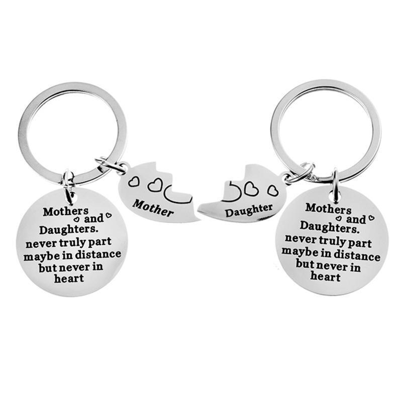 2PCs Best Friend Keychain Rings Mothers and Daughters Heart Puzzle Keyrings